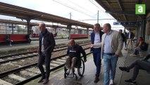 Georges Gilkinet, ministre de la Mobilité, à la gare de Tournai