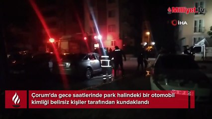 Park halindeki otomobil kundaklandı