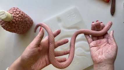 DIY Glass bottle decor     Snake Bottle from clay