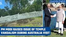 PM Modi raises the issue of temple vandalism in Australia during his visit | Oneindia News