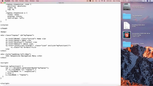 How to CODE a Responsive Top Navigation Menu Using HTML5, CSS3 & JavaScript | New