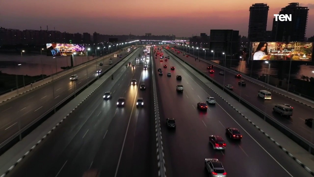 تصوير جوي لأعمال تطوير وتوسعة الطريق الدائري "كوبري المنيب"