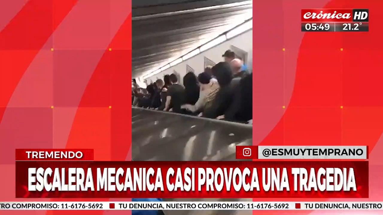 Escalera mecánica se soltó y cayó a toda velocidad