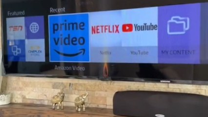 Woman annoyed as her $4000 TV screen is blessed with an 'Eternal Flame'