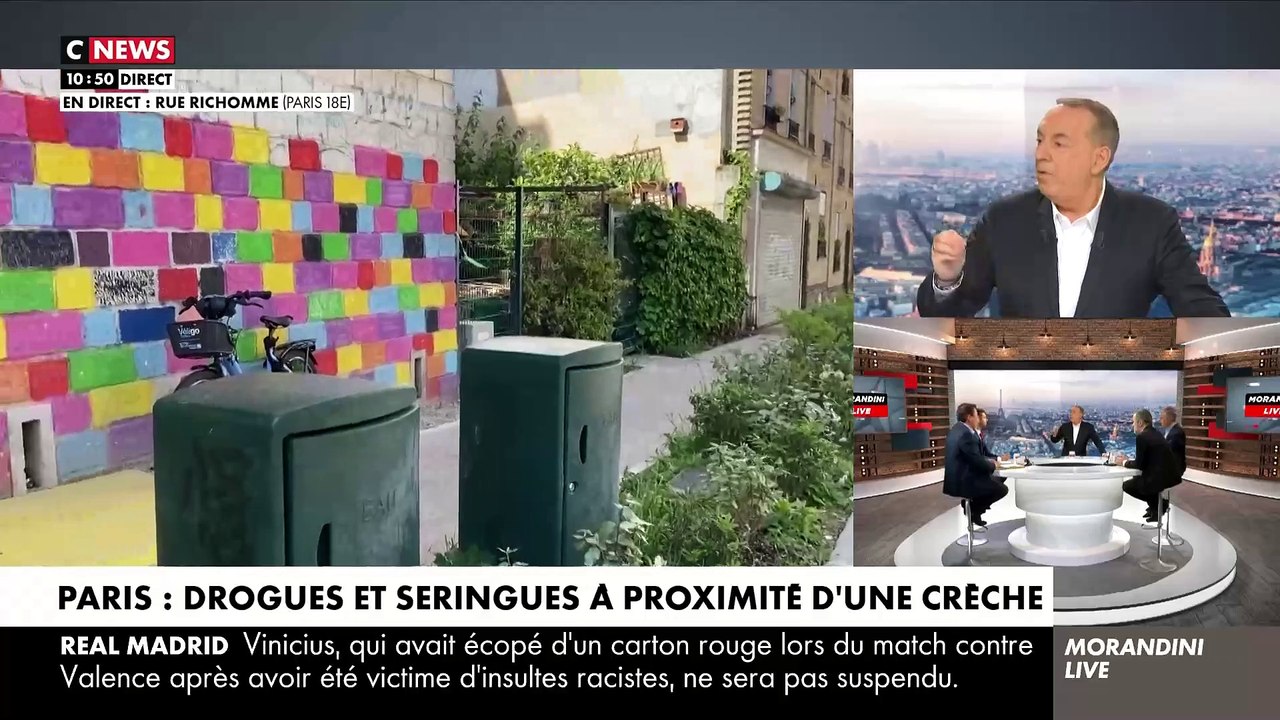 Drogués et seringues à proximité d'une crèche : La Mairie du 18e effectue "un grand nettoyage" avant le passage en direct dans Morandini Live ce matin sur Cnews