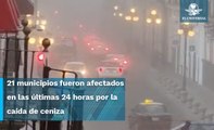 Polvaredas en Puebla tras caída de ceniza del Popocatépetl y fuertes vientos