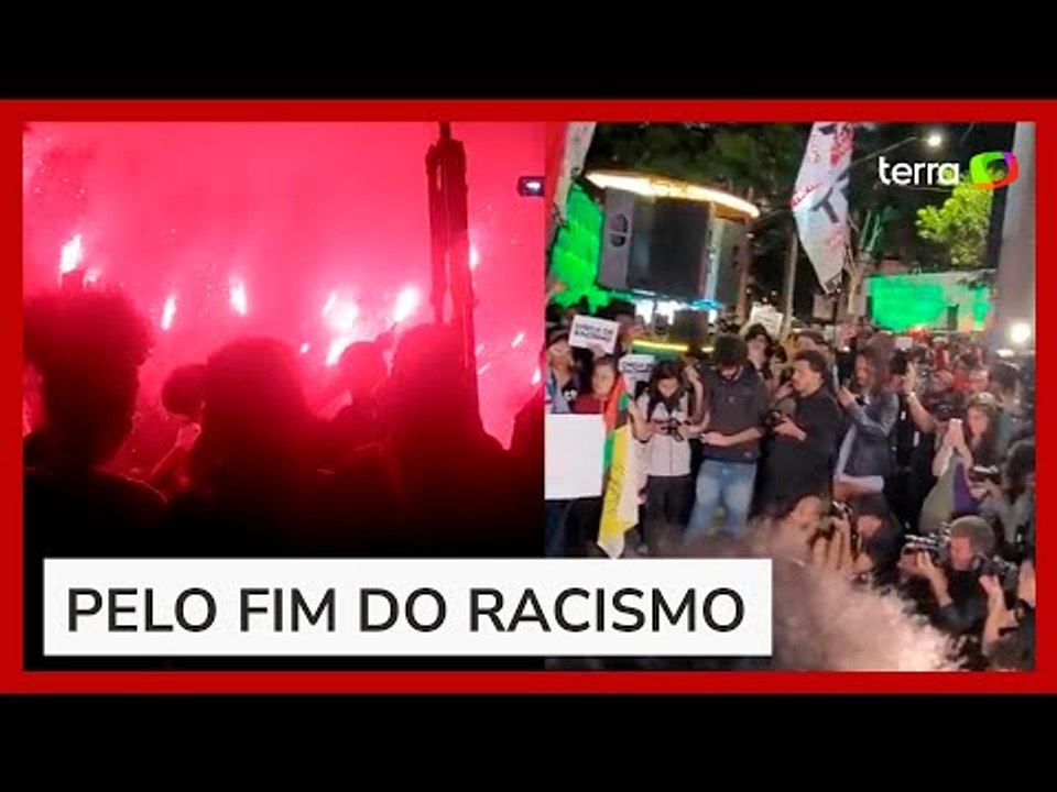 Grupo protesta em frente ao consulado da Espanha em SP em apoio a Vini Jr.