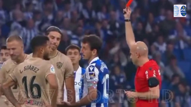 Fuming Luis Suarez shoves VAR monitor over as he storms down tunnel after red card