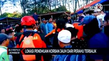 Perahu Nelayan jember terbalik di hajar ombak pantai cemara puger