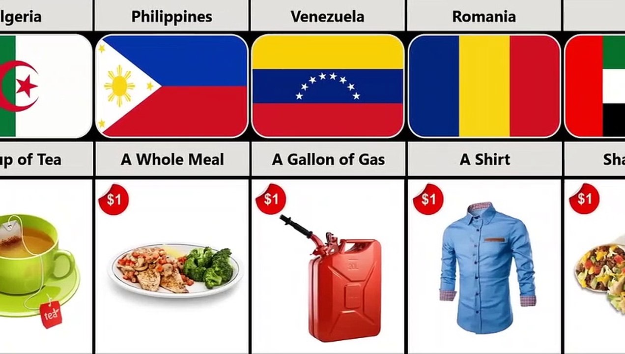 1$ In Different Countries _ What can you buy  विभिन्न देशों में _ आप क्या खरीद सकते हैं Indian vrv
