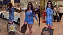Nora Fatehi Blue Co-Ord Set Airport Look Viral, Versace Tote Bag को Fans ने बताया सब्जी का थैला...