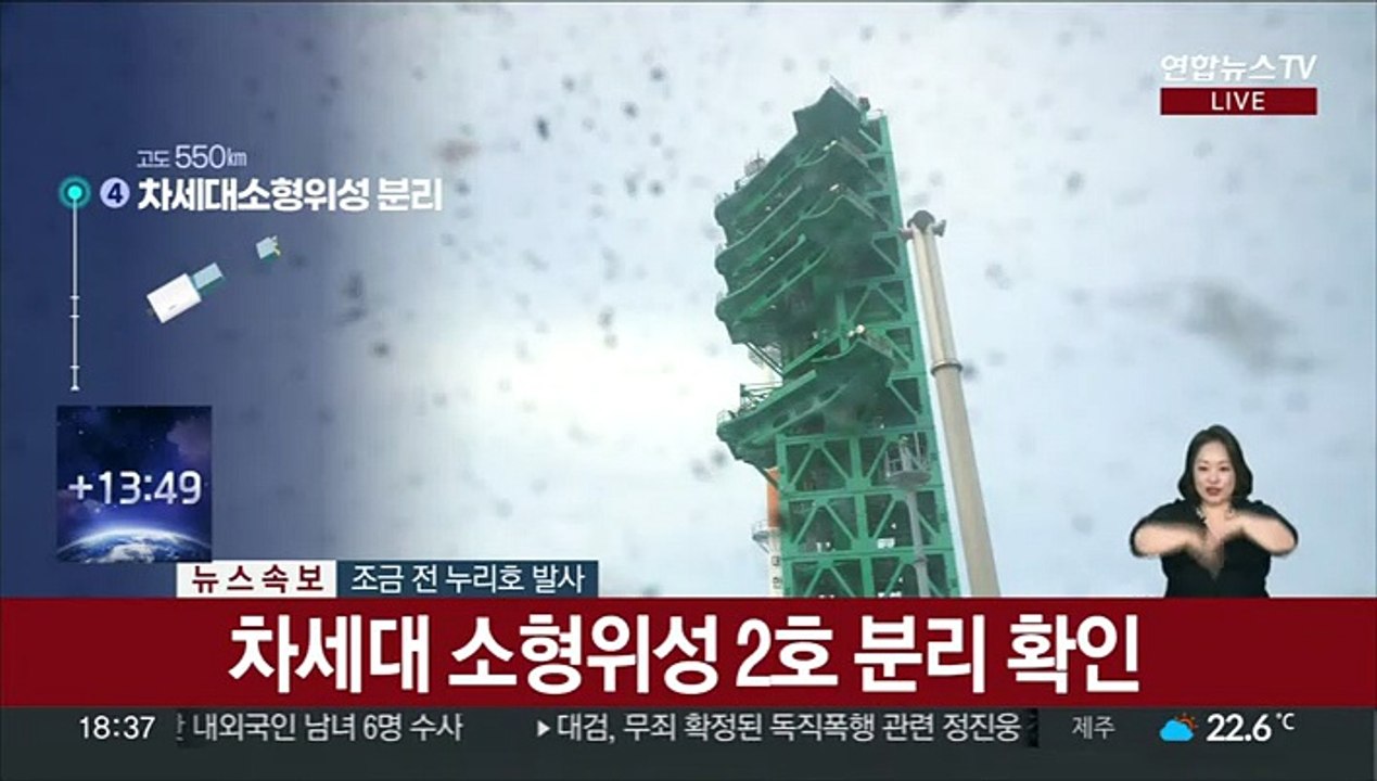 [속보] 누리호, 차세대 소형위성 2호 분리 확인