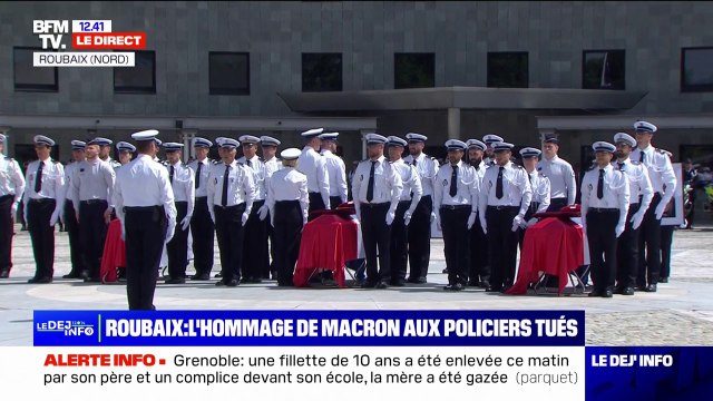 Il faudrait que le silence suffise mais parler d'eux devient nécessaire : Emmanuel Macron rend hommage aux trois policiers tués dans le Nord