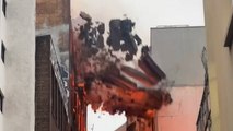 Dramatic moment wall crumbles as massive fire engulfs seven-storey building in Sydney