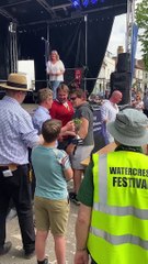 Watercress eating world champion Glenn Walsh lifts the trophy