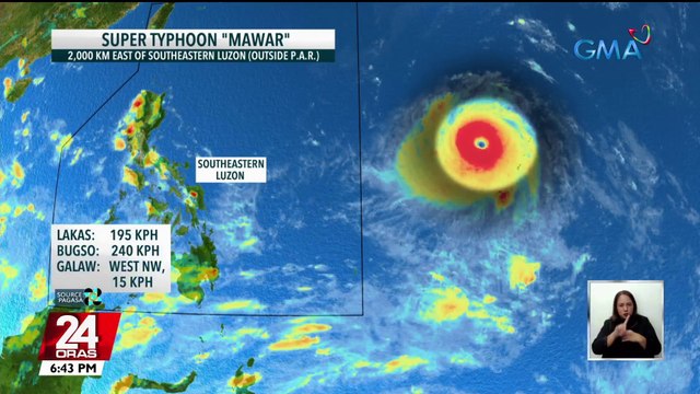 Super typhoon Mawar , posibleng pumasok sa PAR bukas ng gabi o Sabado ng umaga at tatawaging bagyong Betty | 24 Oras