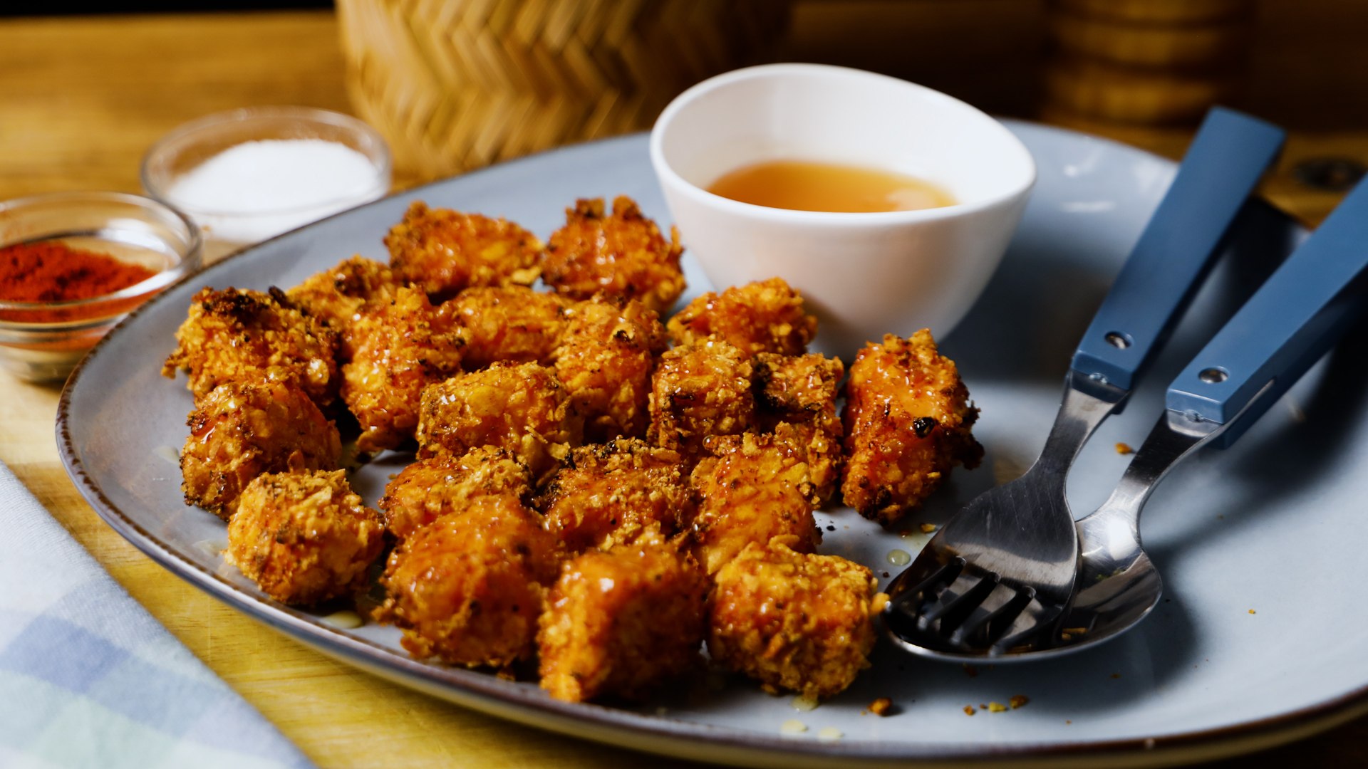 Palomitas de salmón crujientes en freidora de aire