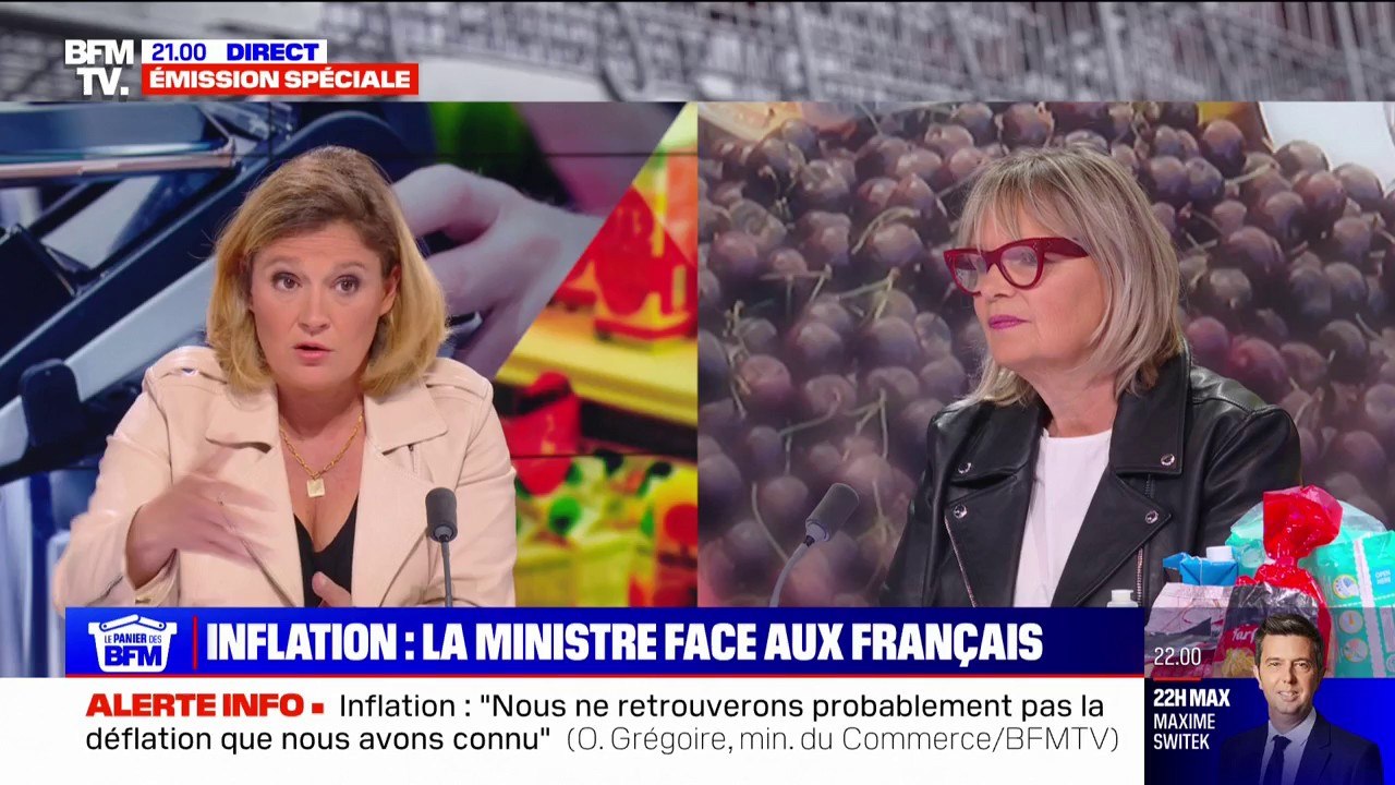"Quand je vais faire mes courses, je ne vois pas les paniers anti-inflation", Marie Flanquart, retraitée, interpelle la ministre du commerce, Olivia Grégoire