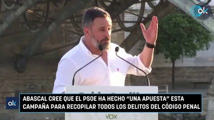 Abascal cree que el PSOE ha hecho "una apuesta" esta campaña para recopilar todos los delitos del Código Penal