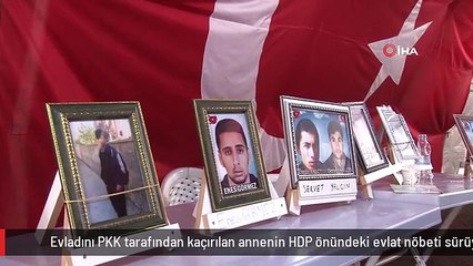 Evladını PKK tarafından kaçırılan annenin HDP önündeki evlat nöbeti sürüyor