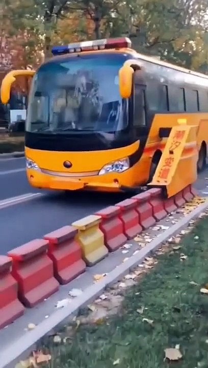 Converted bus changing lane dividers