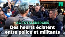 Devant l’AG de TotalEnergies, heurts et lacrymos entre police et militants écologistes