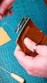 Stitching a t-pocket on a leather wallet - Leathercraft