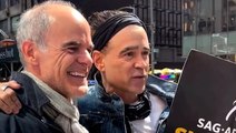 Colin Farrell praises writers for ‘beauty of what they do’ as he joins picket line with Michael Kelly