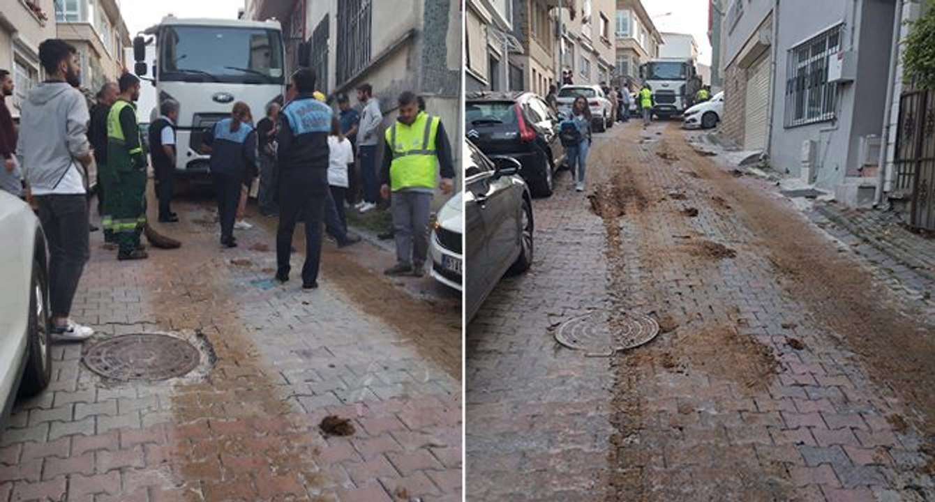 Kamyonla yollara hayvan gübresi döktü, vatandaş isyanda