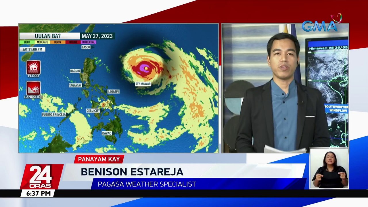 Panayam kay PAGASA Weather Specialist Benison Estareja kaugnay sa inaasahang pagpasok sa PAR ng super typhoon "Mawar" (With material from Japan Meteorological Agency) | 24 Oras