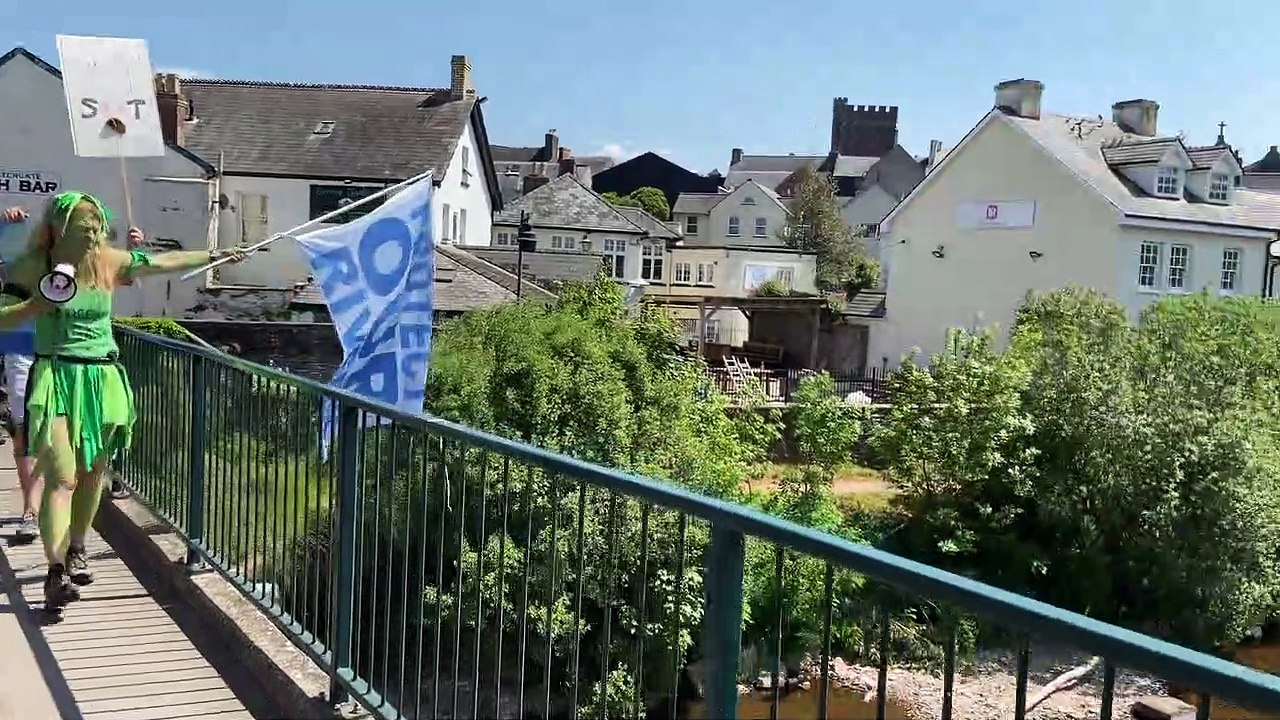 "Solution not pollution" - Usk River march through Brecon