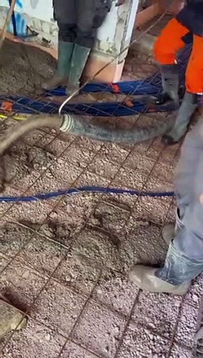 Mise en place du béton sur chantier