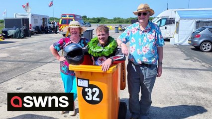 Eccentric engineer beats speed record after reaching 55mph - in a wheelie bin
