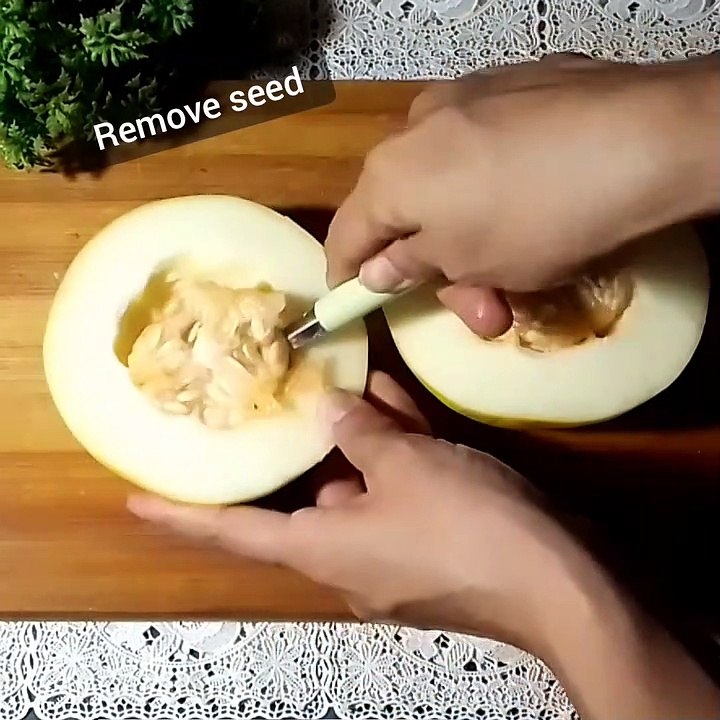 Ice cream in melon shell