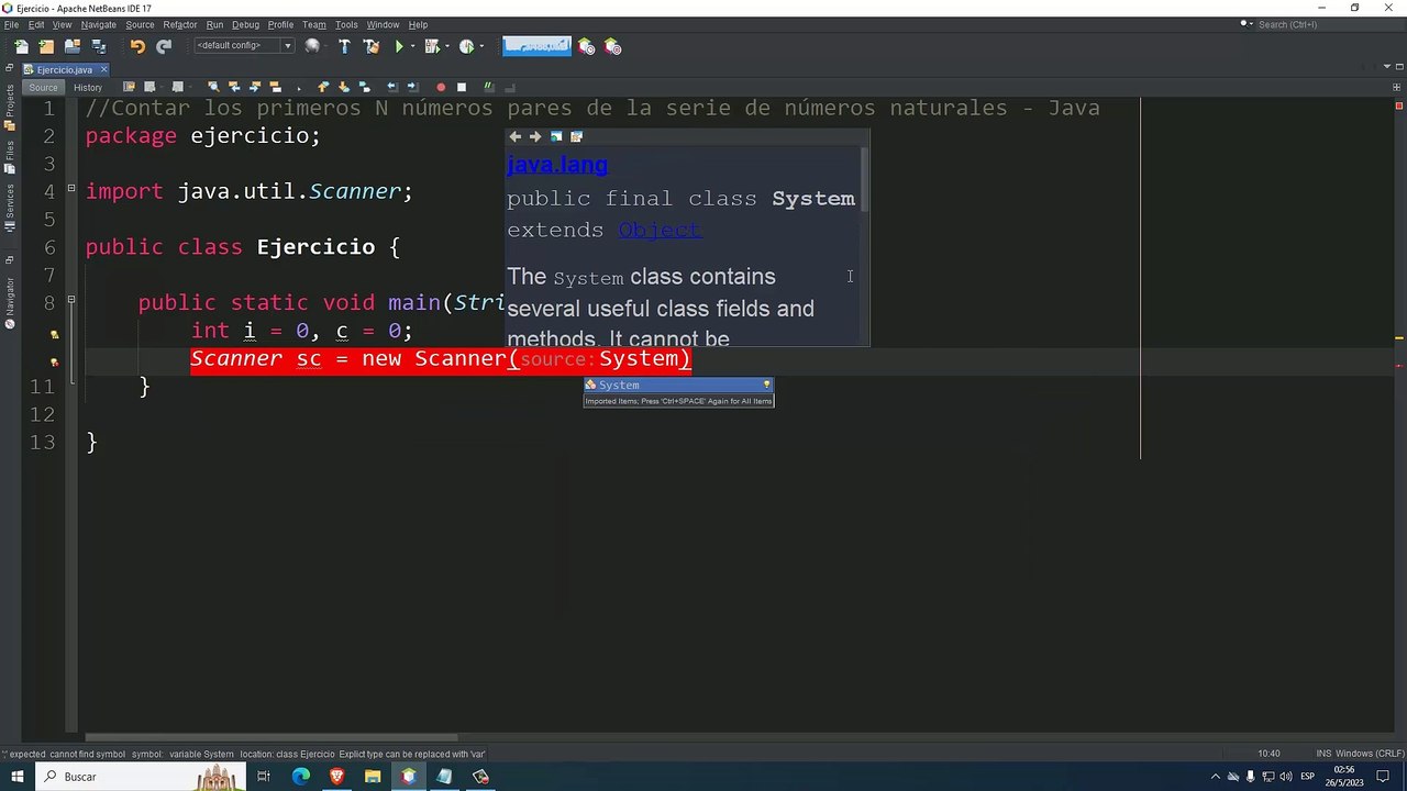 Contar los primeros N números pares de la serie de números naturales en Java