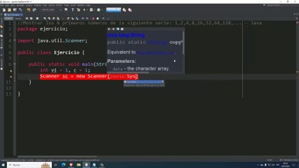 Mostrar los N primeros números de la siguiente serie: 1,2,4,8,16,32,64,128,... en Java