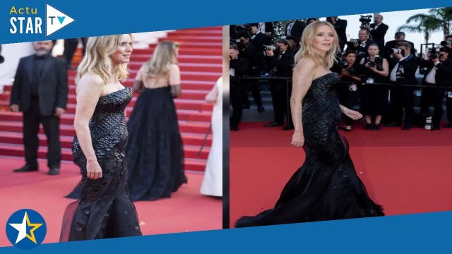 Cannes 2023 : Léa Drucker étincelante en robe bustier et transparence sur le tapis rouge