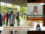 Candidato de la UCV, Miguel Alfonzo: Se desarrollaron  actos irregulares durante las elecciones