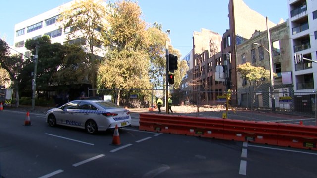 Unstable wall threatens public safety after major blaze rips through historic Sydney building