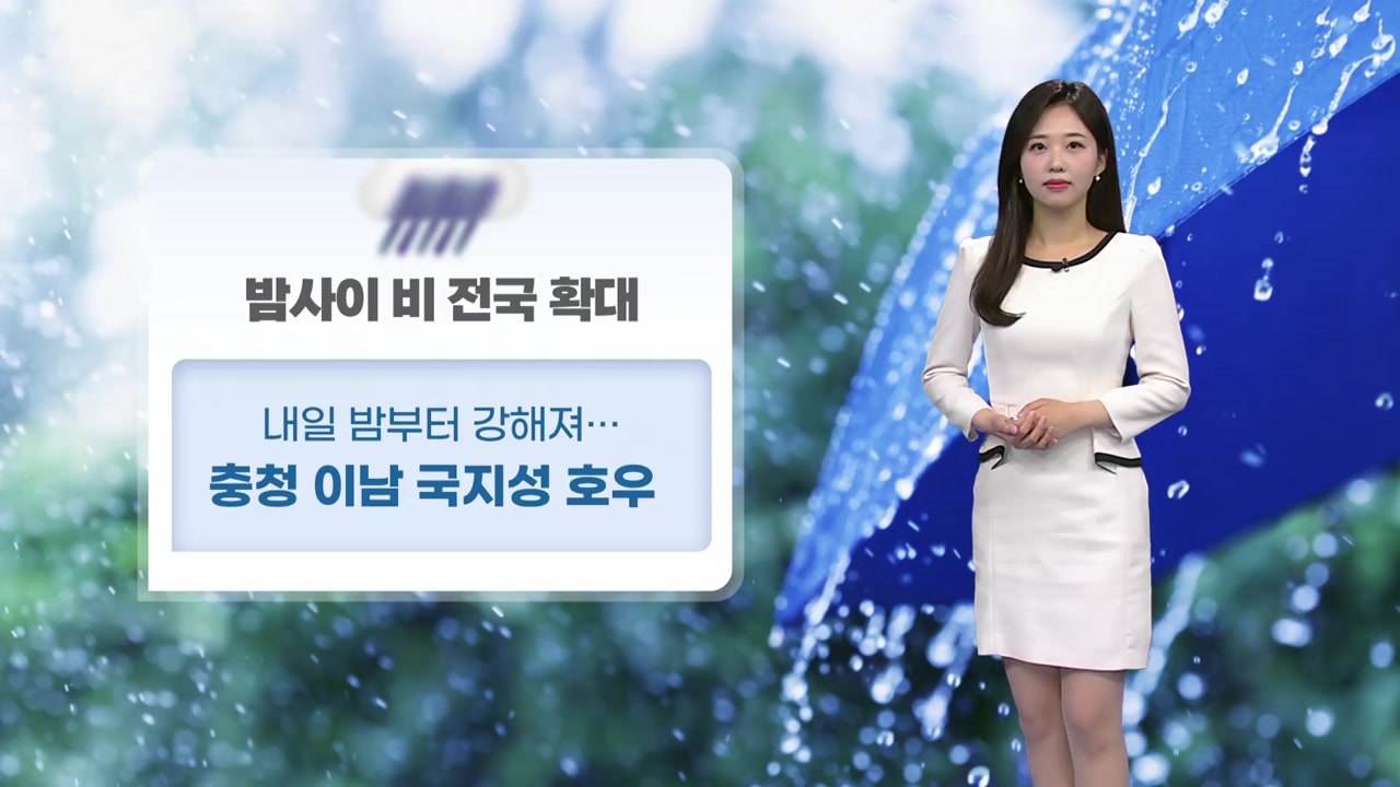 [날씨] 밤사이 비 전국으로 확대...충청 이남 국지성 호우 / YTN