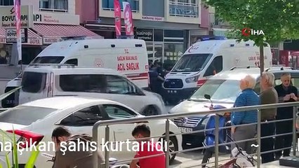 Denizli'de 7 katlı binanın çatısına çıkan şahıs kurtarıldı