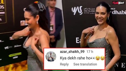 Esha Gupta के लिए अपनी ही रिवीलिंग Dress बनी मुसीबत, IIFA Event  में बार-बार संभालती आईं नजर
