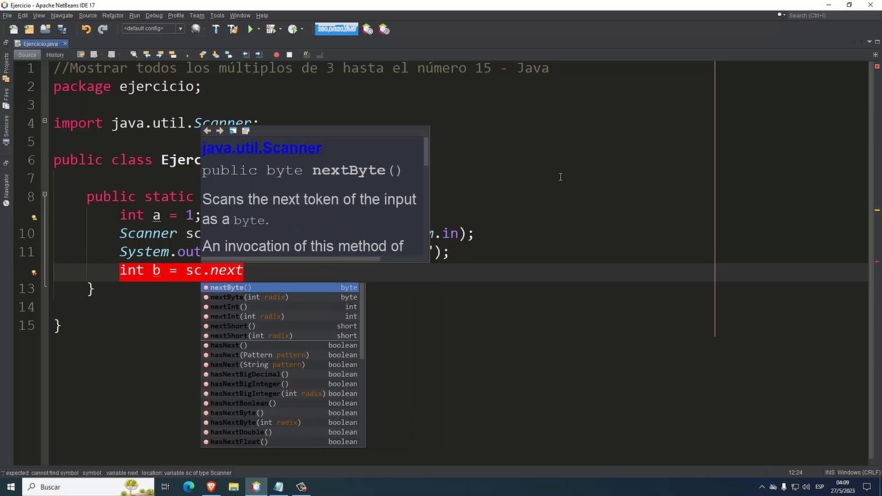 Mostrar todos los múltiplos de 3 hasta el número 15 en Java