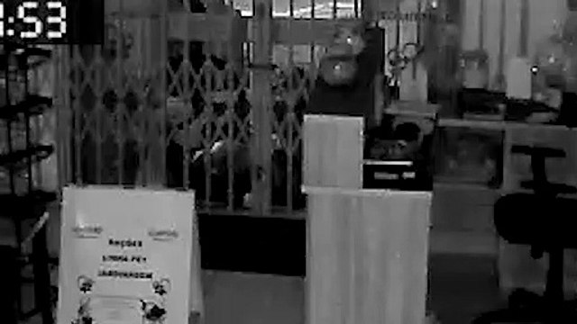 Câmeras de segurança registram arrombamento a comércio no Guarujá