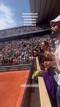 Yannick Noah mis à l'honneur à Roland-Garros le 27 mai 2023. Trois de ses cinq enfants étaient présents.
