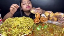 Mukbang 2 Kg Curry yellow noodles, carrot croquettes, 15 pieces of chocolate donuts, Indian spicy curry