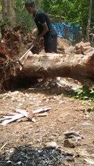 Wood  cutting making it man by hand 