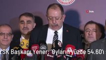 YSK Başkanı Yener: 'Oyların yüzde 54.60'ı sayılmıştır'