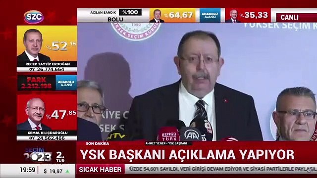 YSK Başkanı Ahmet Yener: Sandıkların yüzde 75,42'si açıldı