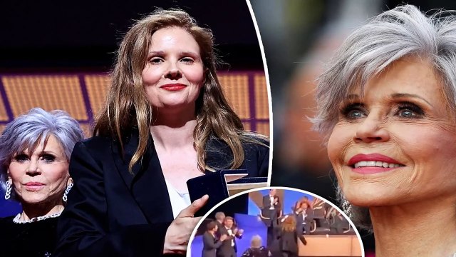 Jane Fonda throws award at director during Cannes Film Festival prize giving